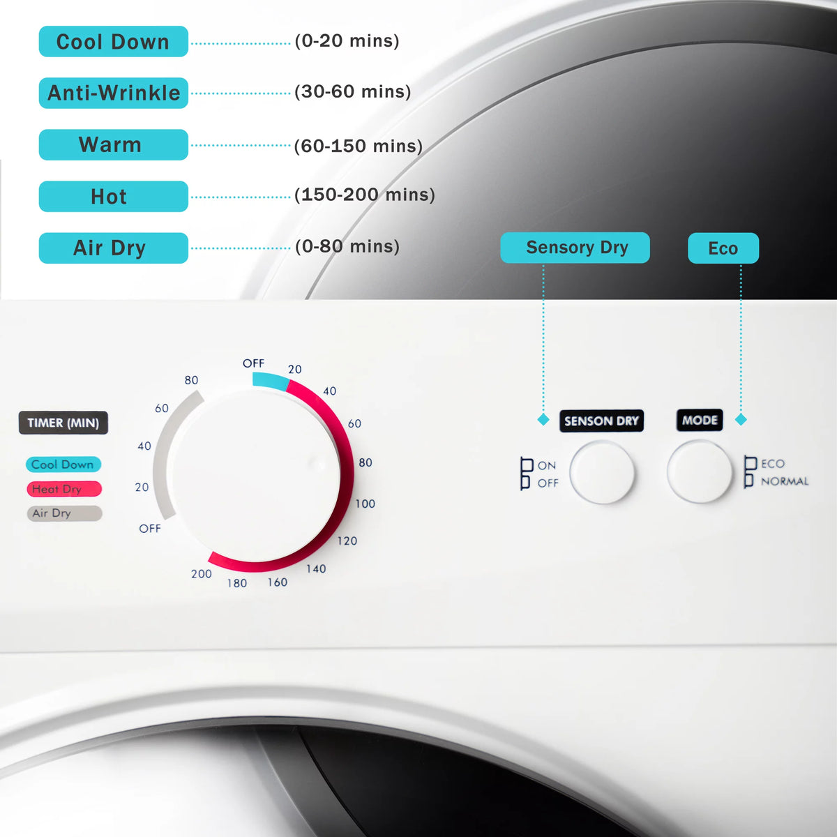 Portable Stainless Steel Laundry Dryer with Easy Knob Control H537209