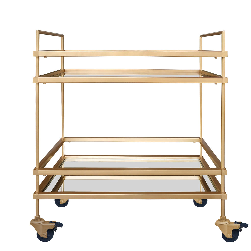 Gold Bar Cart with Two Glass Shelves O6615
