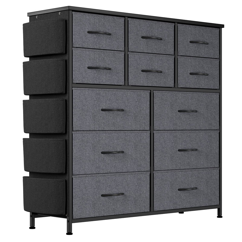 12 Drawer Fabric Dresser with Wood Tabletop S4586