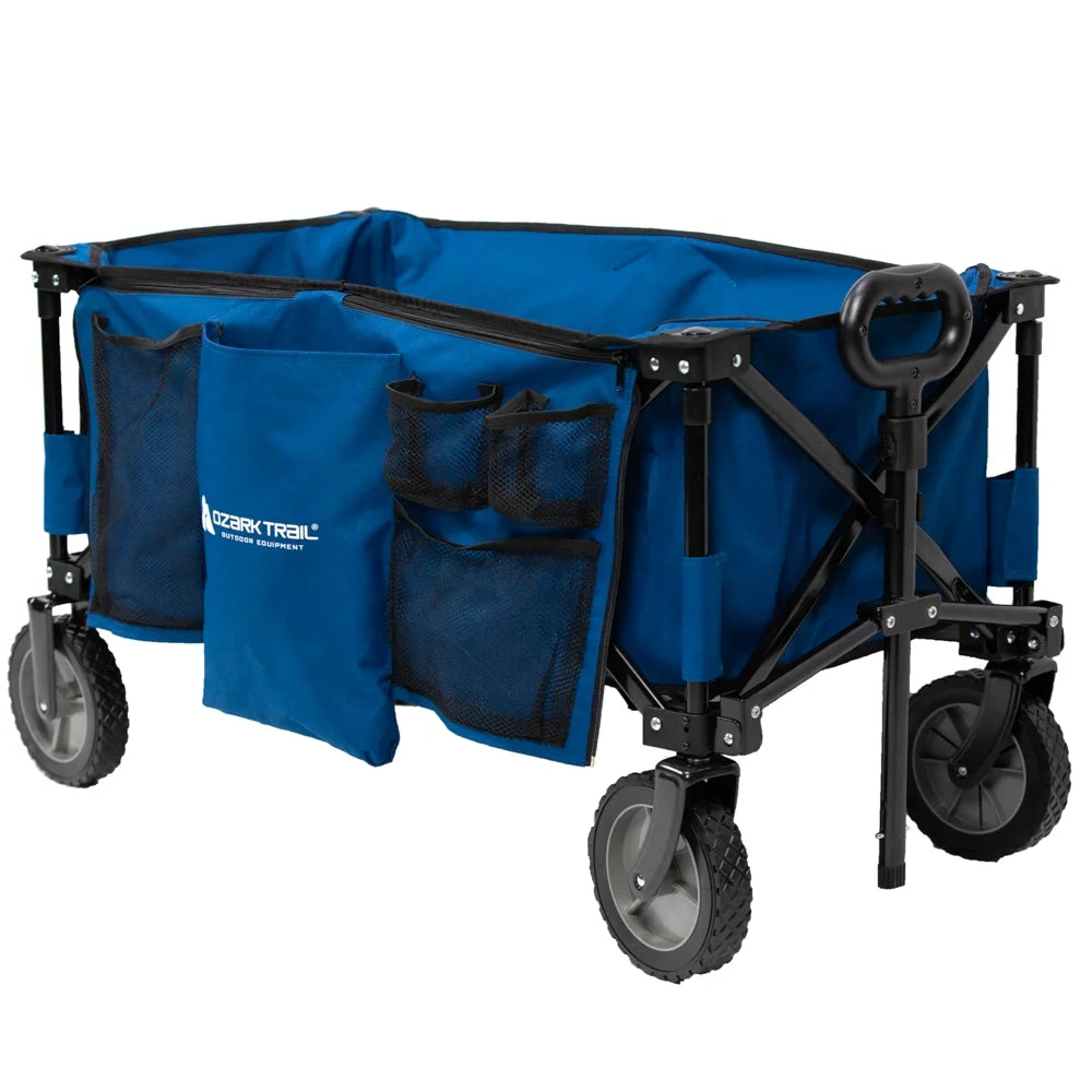 Quad Fold Camping Wagon with Telescoping Handle, Blue, Polyester S632765