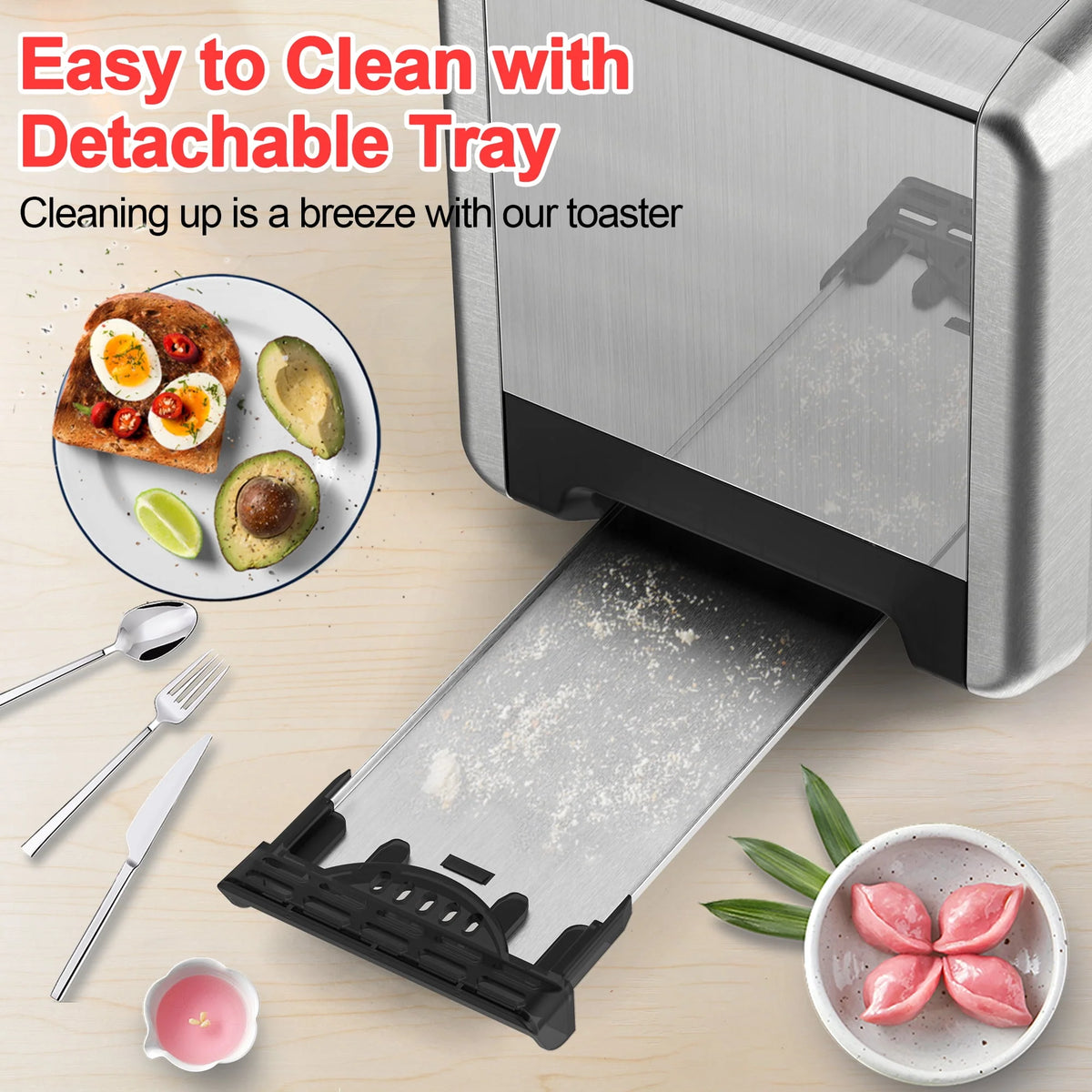 2 Slice Stainless Steel Touchscreen Toaster with Wide Slot K4579