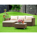Brown Wicker 3Pc Sectional Sofa Set with Patio Table E20100