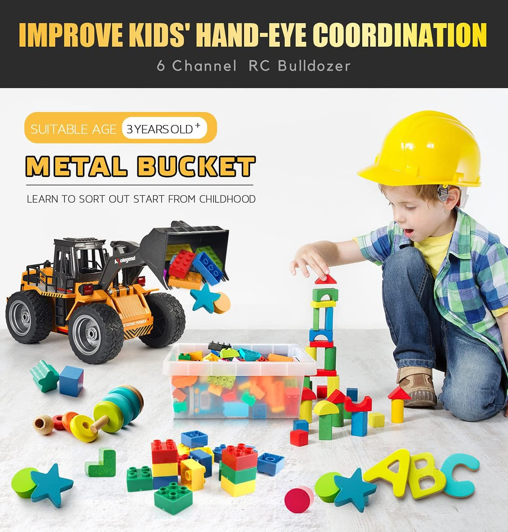 Remote Control Bulldozer Toy Truck 1/18 Scale 4WD E2583