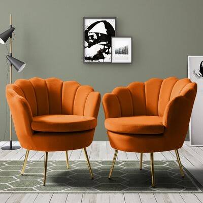 Orange Velvet Barrel Chair E269718