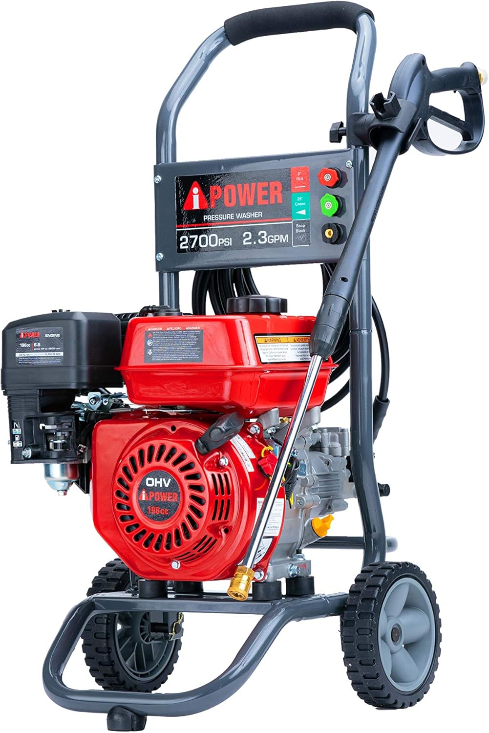 Gas Powered Pressure Washer 2700 PSI 2.3 GPM 7HP with 3 Nozzle Attachments X582