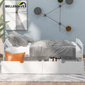White Twin Size Wood Platform Bed with 2 Drawers X697