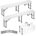 6ft Plastic Folding Bench with Carrying Handle & Lock, 2 Pack I6840