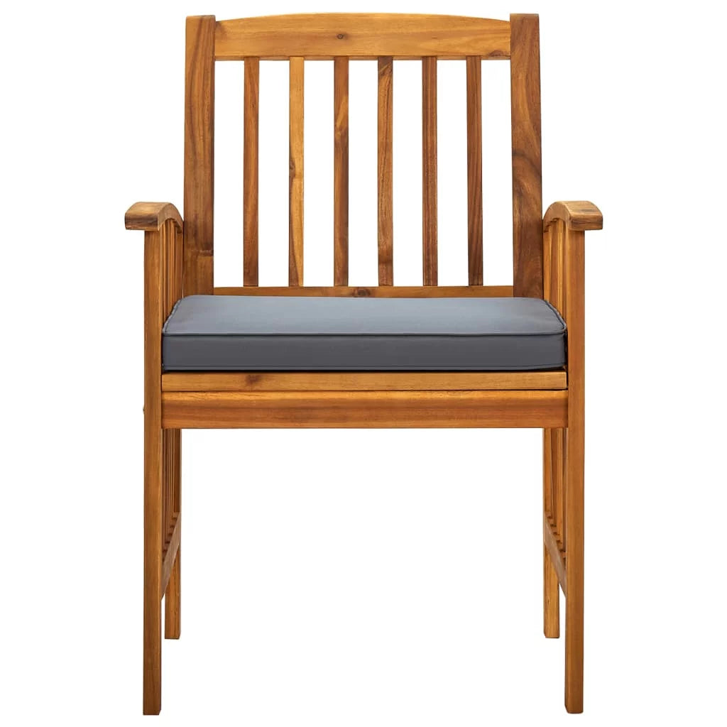 2 pcs Acacia Wood Patio Dining Chairs with Cushions Y662