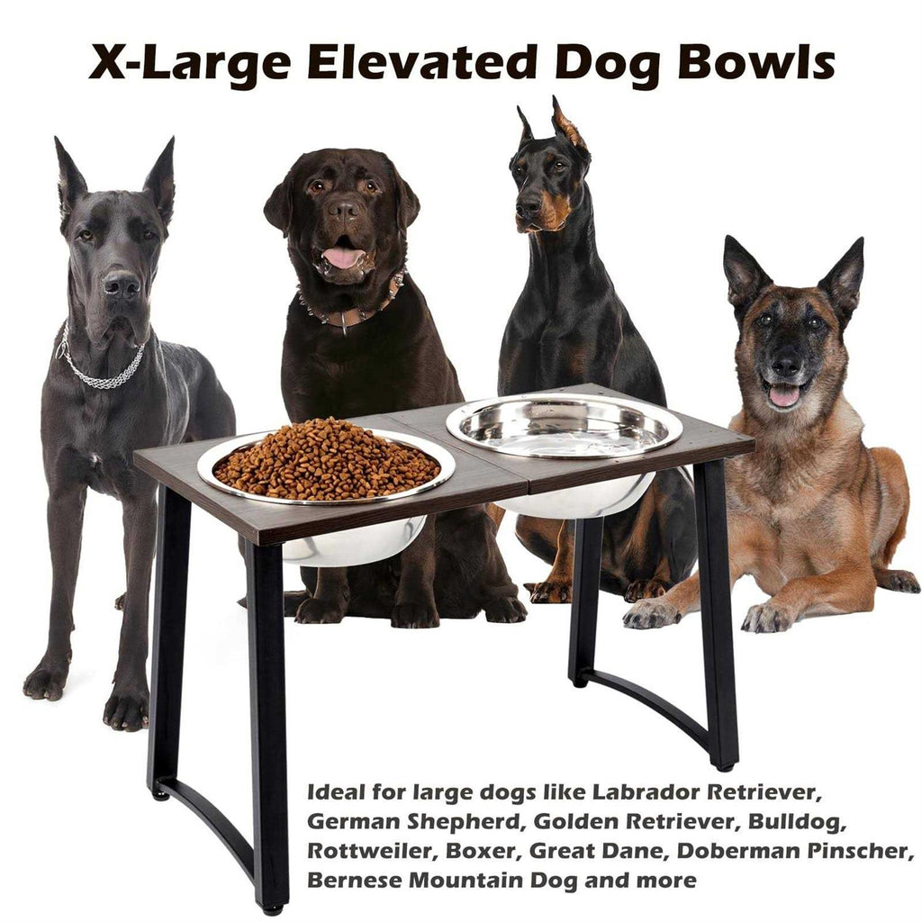 Elevated Dog Bowls with 2 X-Large Stainless Steel Bowls and Slow Feeder K120