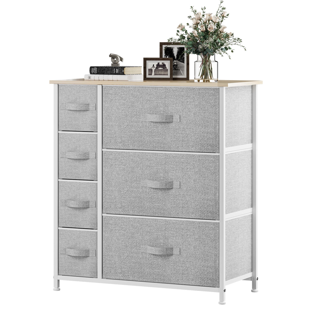 Gray Metal Fabric Wood Drawer Chests T23661