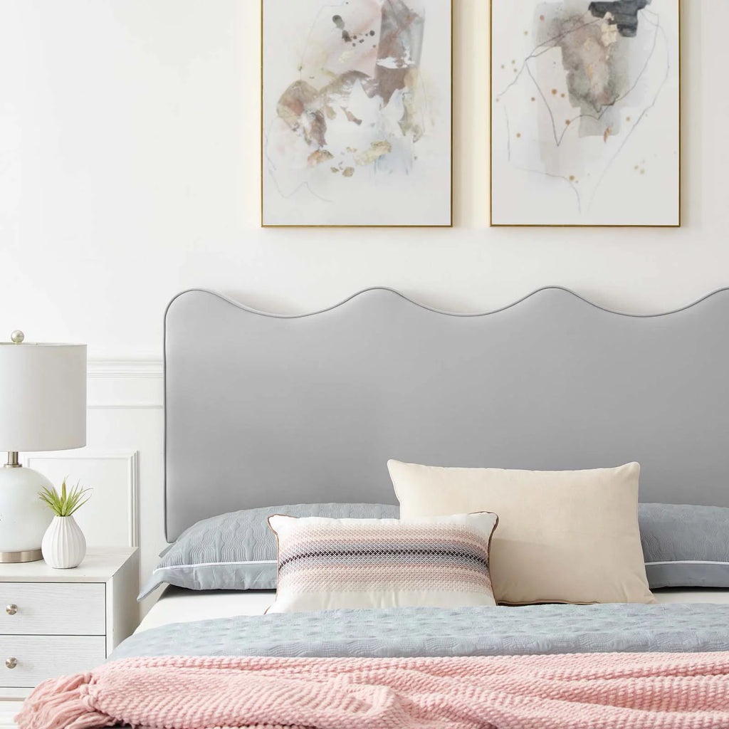 Full Size Grey Velvet Platform Bed Frame K521972