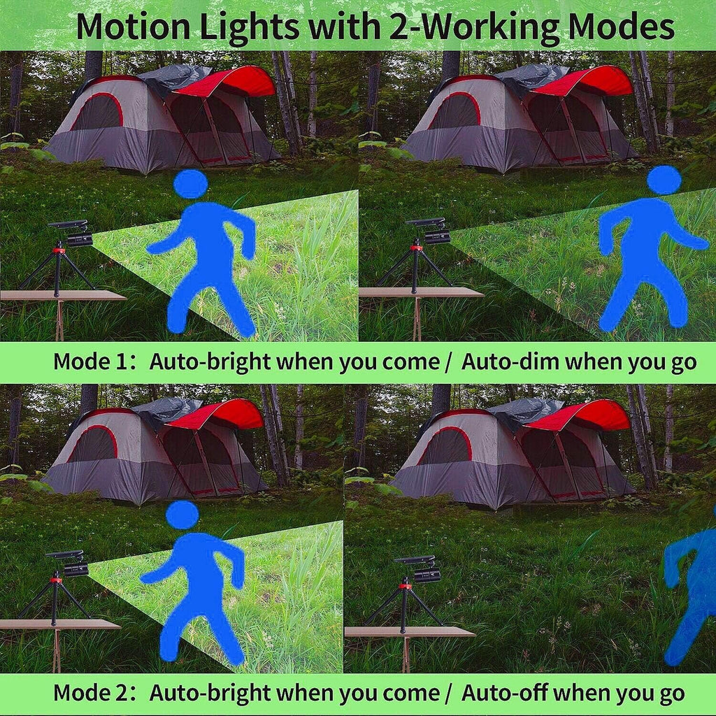 Solar Motion Sensor Outdoor Camping Lights Aluminum of 2, 1400-LM 9W LED Solar Flood Security Spotlights Y496