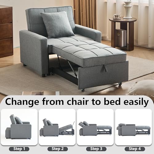 Blue Convertible Sofa Bed Chair with Side Pocket E7504
