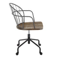 Adjustable Office Chair in Black Metal and Dark Walnut Wood T82586