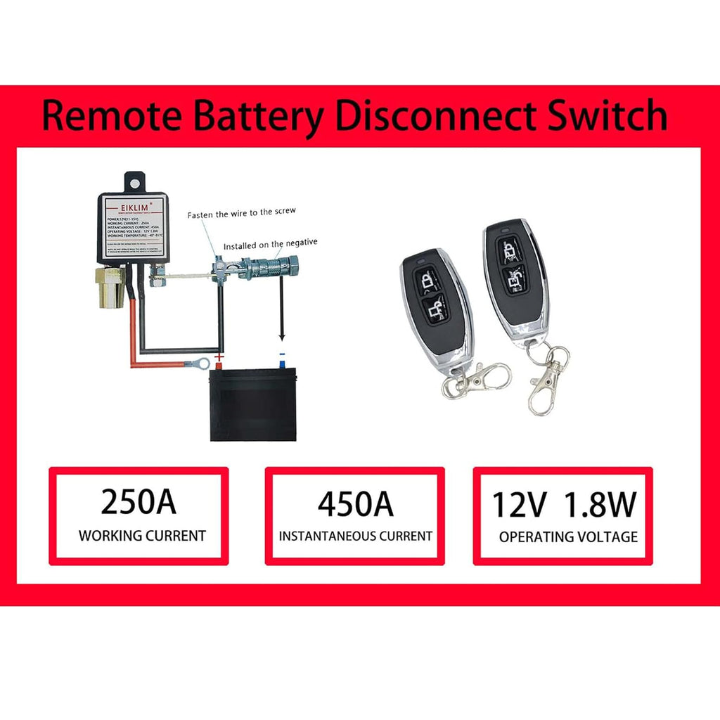 Dual Remote Control 12V 250A Battery Disconnect Switch Pack of 2 H54636