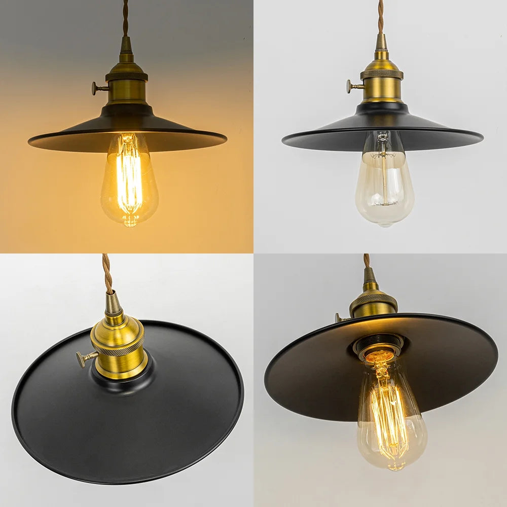 Retro Gold Track Pendant Light with Black Metal Shade N9038