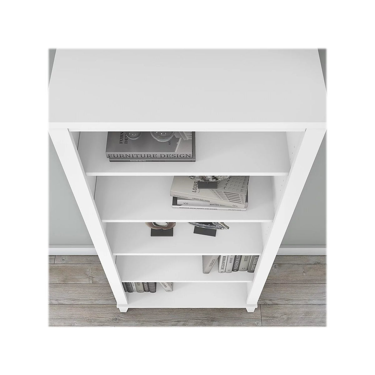 White 5 Shelf Tall Bookcase N78968