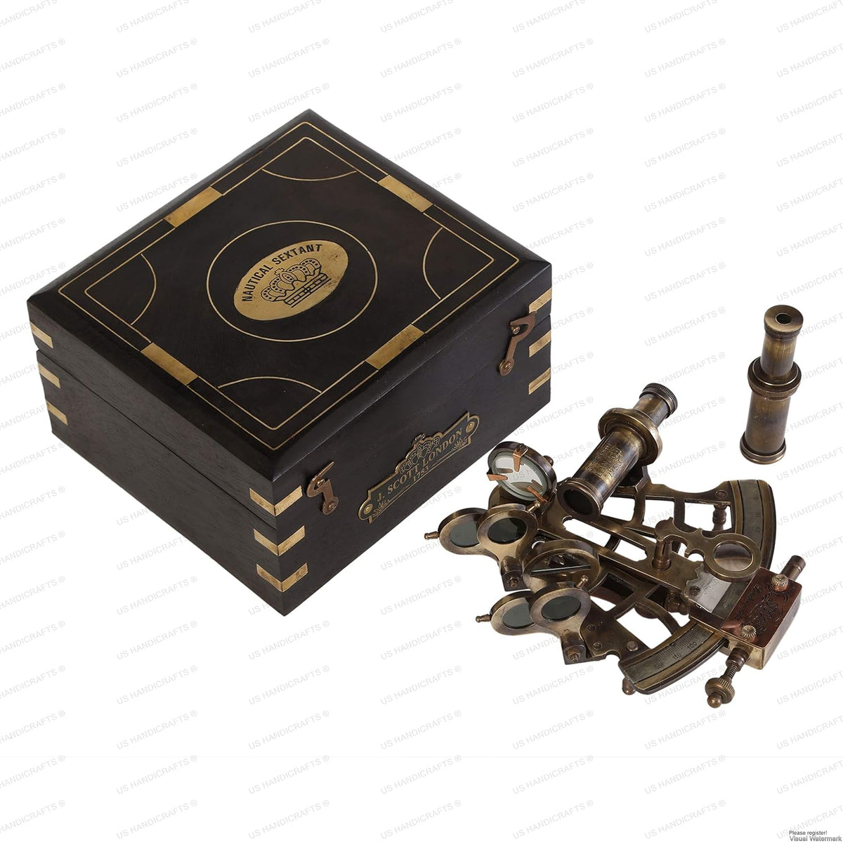 Brass Nautical Sextant with Hardwood Box Z2586