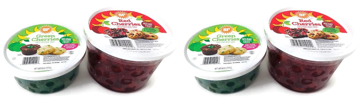Red and Green Cherries Glace Candied Fruit Pack of 2 U67930
