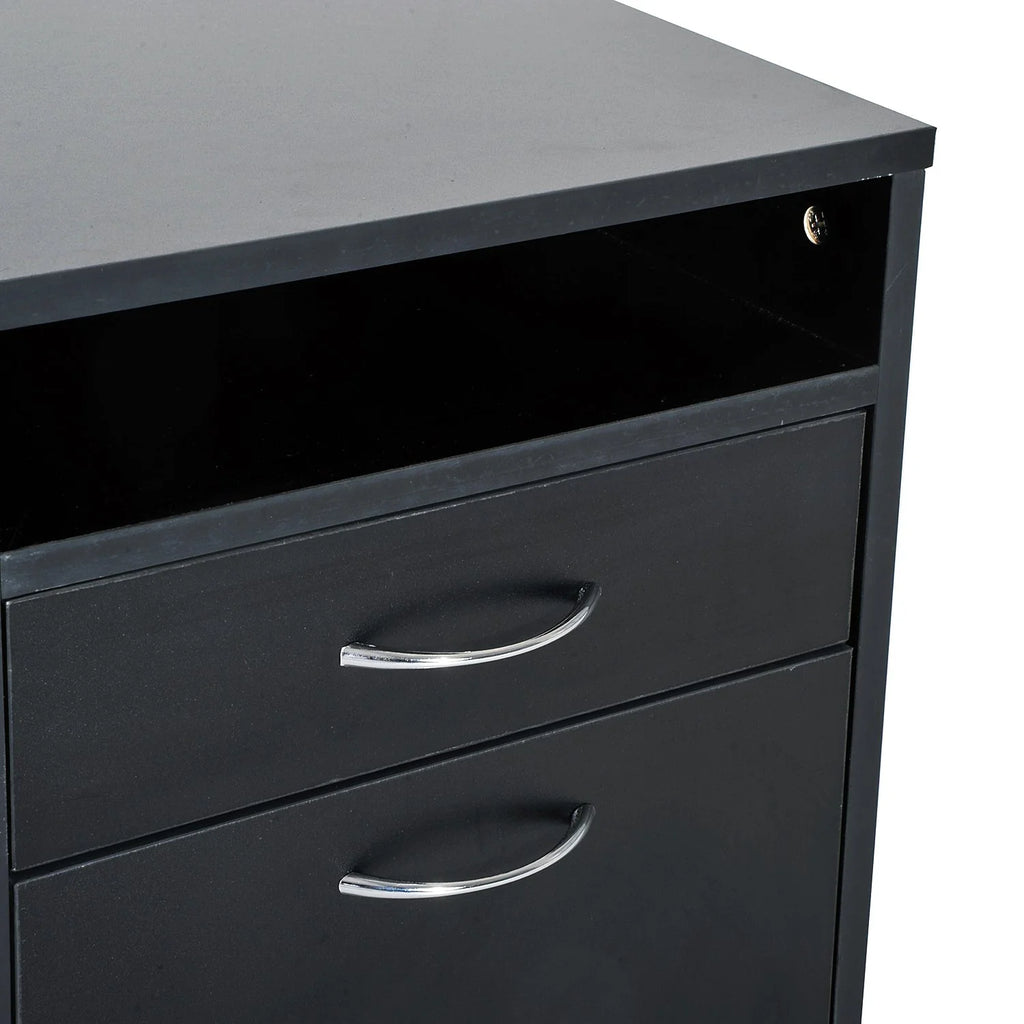 24" Rolling End Table Cart Nightstand Organizer, Black R486659