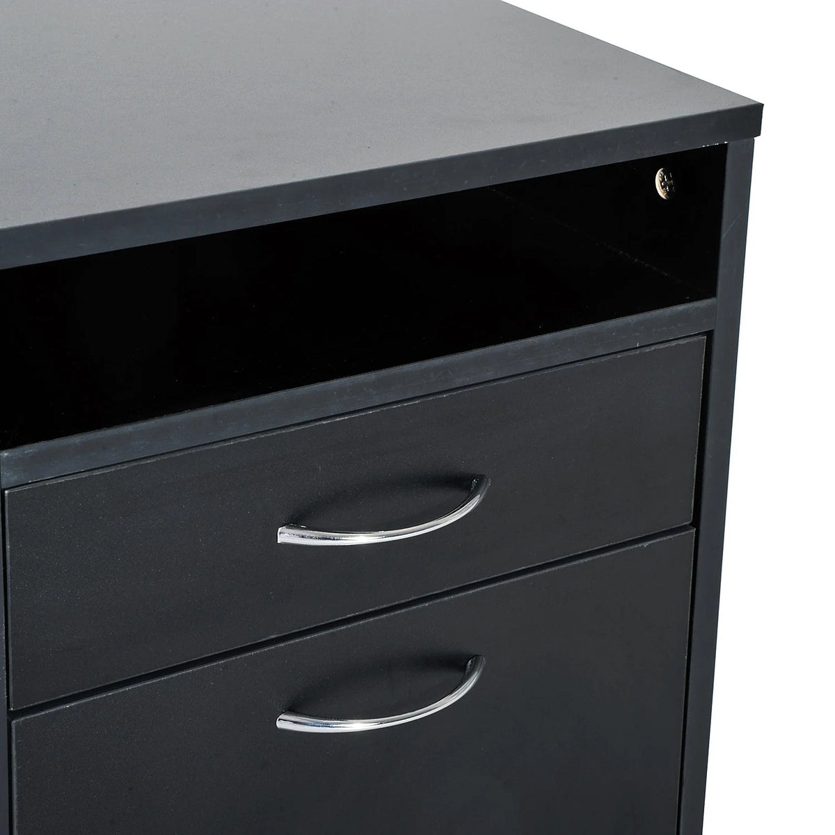 24" Rolling End Table Cart Nightstand Organizer, Black R486659