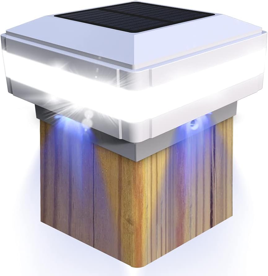 White Solar Outdoor Post Cap Lights, 4 Pack P542459