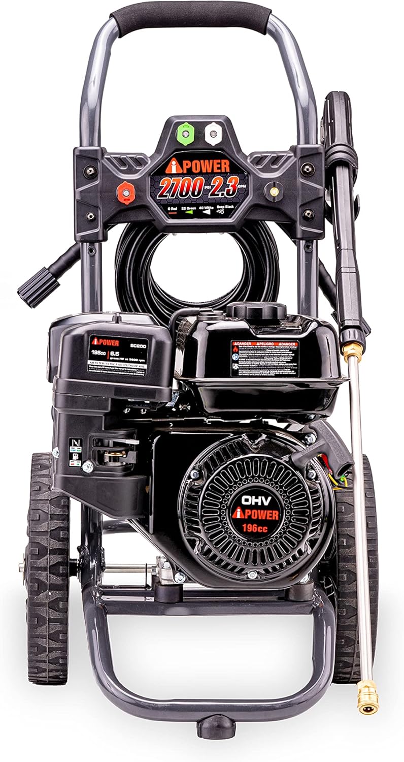 Gas Powered Pressure Washer 2700 PSI 2.3 GPM 7HP with 3 Nozzle Attachments X582