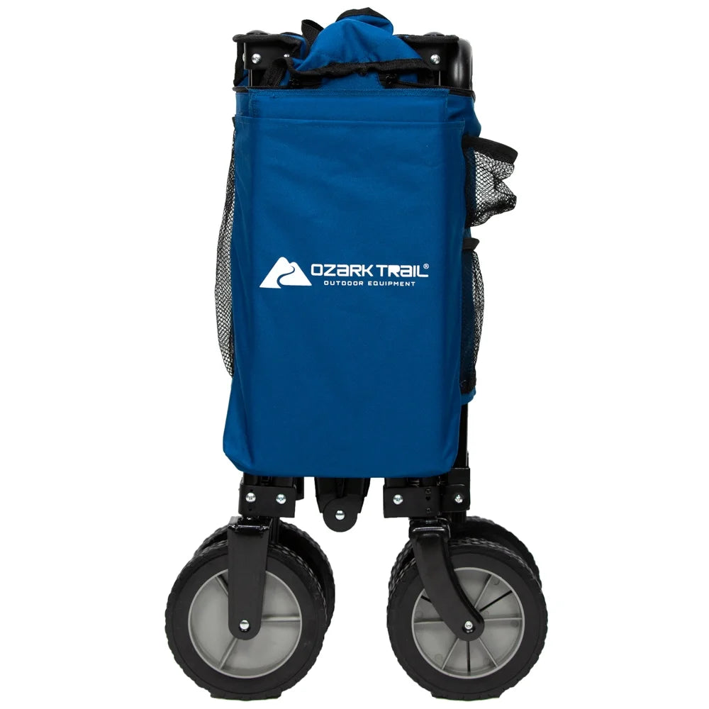 Quad Fold Camping Wagon with Telescoping Handle, Blue, Polyester S632765