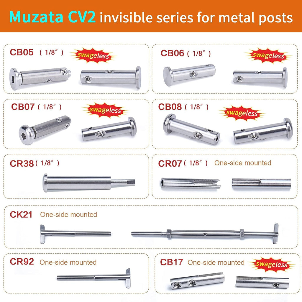 10 Pack 1/8 Invisible Cable Railing Kit T316 Stainless Steel J74371