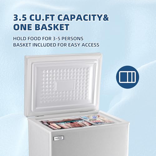 Compact Chest Freezer with Adjustable Thermostat and Storage Basket M59480