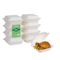 8 in. White Sugarcane Clamshell Containers (300 Pack) O6036