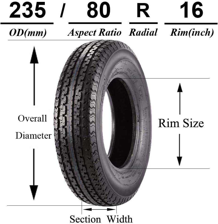 Set of 4 Radial Trailer Tires ST235/80R16 Load Range E 10PR Speed Rating N V485465