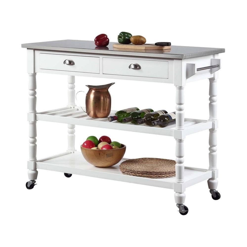White Stainless Steel Top Kitchen Cart B854