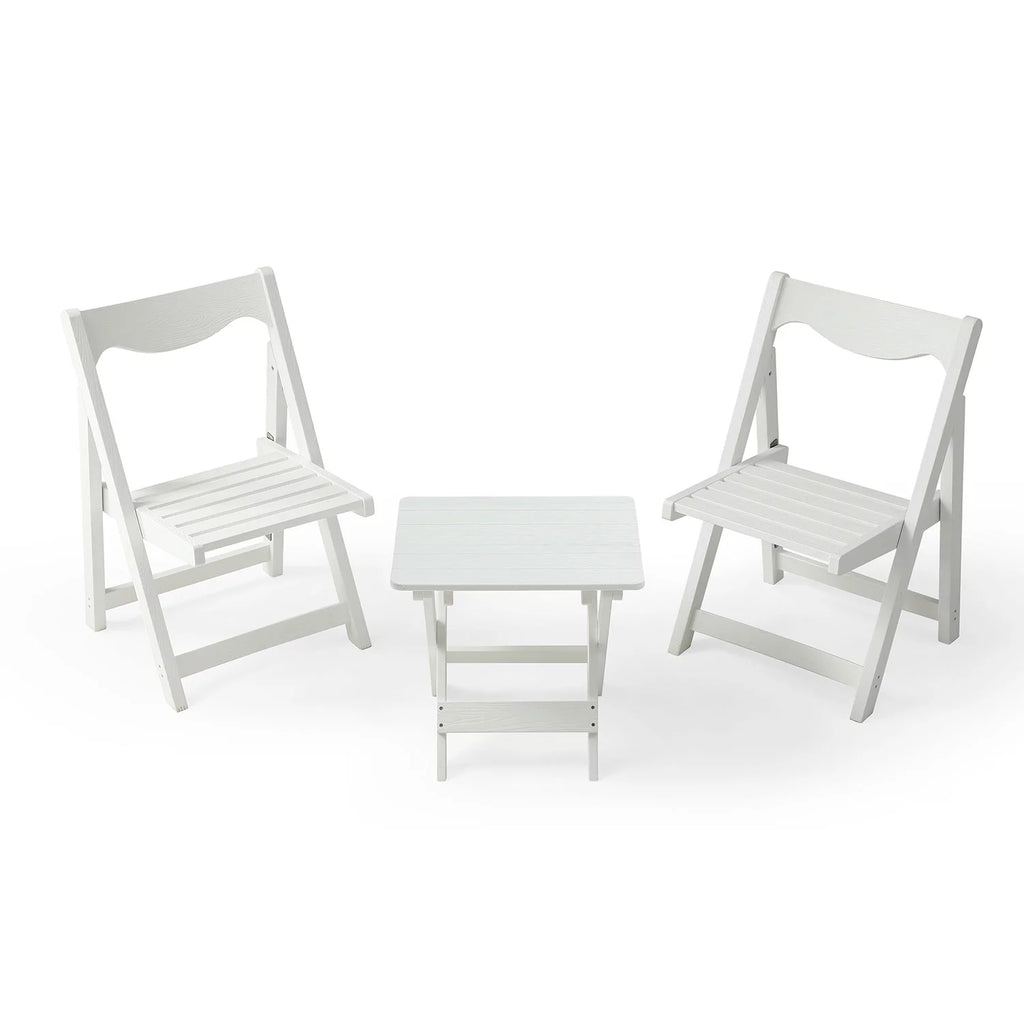 Foldable Small Table and Chair Set with 2 Chairs White L20716