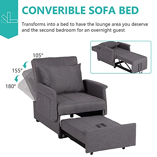 Black Sleeper Chair Bed Sofa with Pillow C309