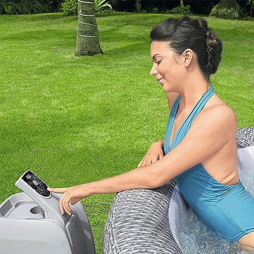 4-6 Person Inflatable Hot Tub, 77" x 28" Round with 140 Jets and Insulated Cover W998065