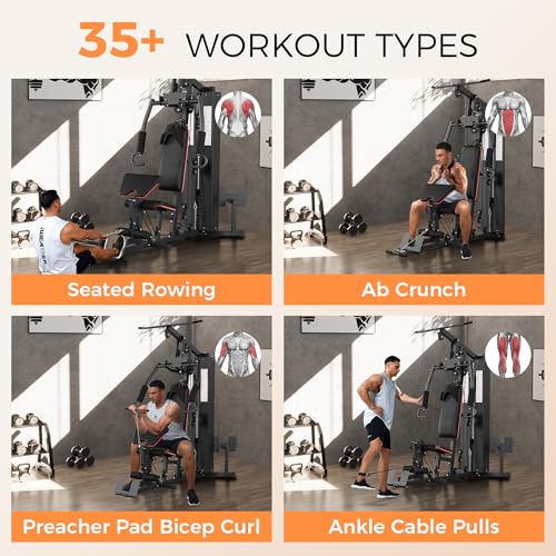150LBS Weight Stack Home Gym Equipment with Pulley System O376903