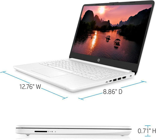 14-inch HD Laptop Computer Intel Dual Core 2.8GHz 8GB RAM 128GB 64GB SSD 64GB Card Webcam Bluetooth HDMI USB-C Wi-Fi Windows 11 S White T461