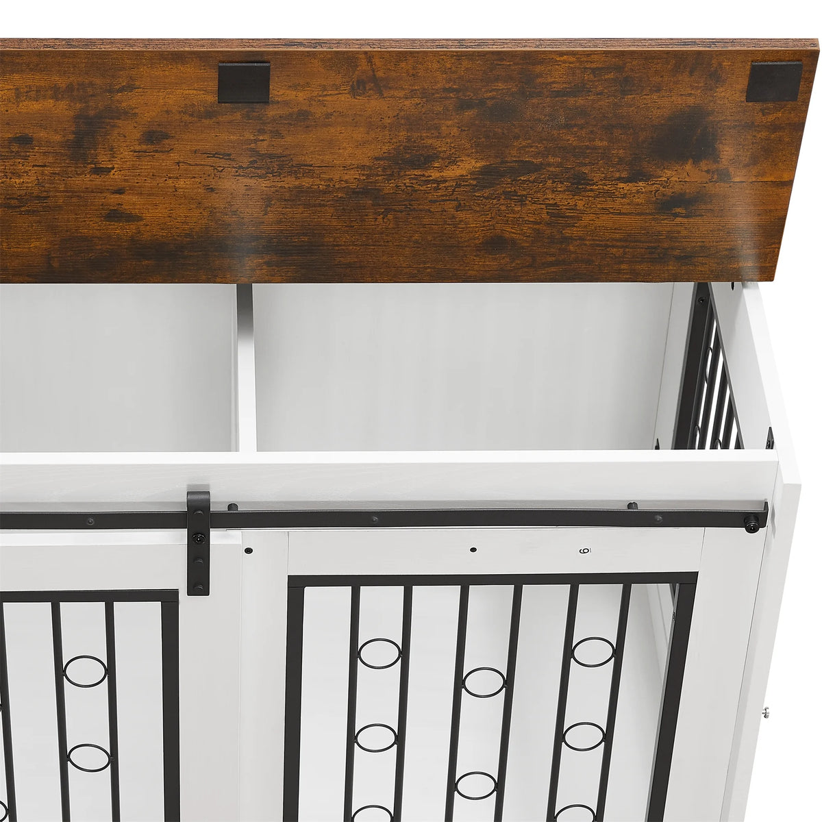 44" Wooden Dog Crate End Table with Wheels K514004