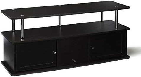 47 TV Stand with 3 Storage Cabinets in Cherry/Black and Stainless Steel Clad Finish A534743