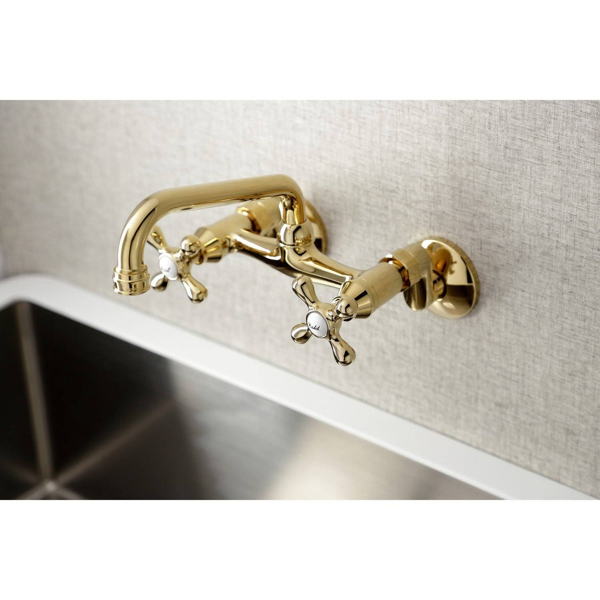 Polished Nickel Two Handle Wall Mount Kitchen Faucet K201305