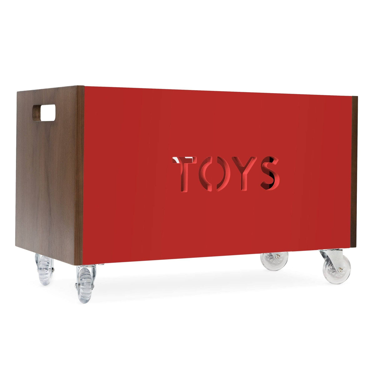 Walnut / Pacific Blue Toy Box Chest on Casters E8727