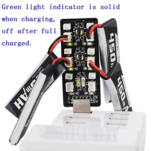 4 Pack 1S 3.8V 450mAh 80C Lipo Battery with PH2.0 Plug Q7057