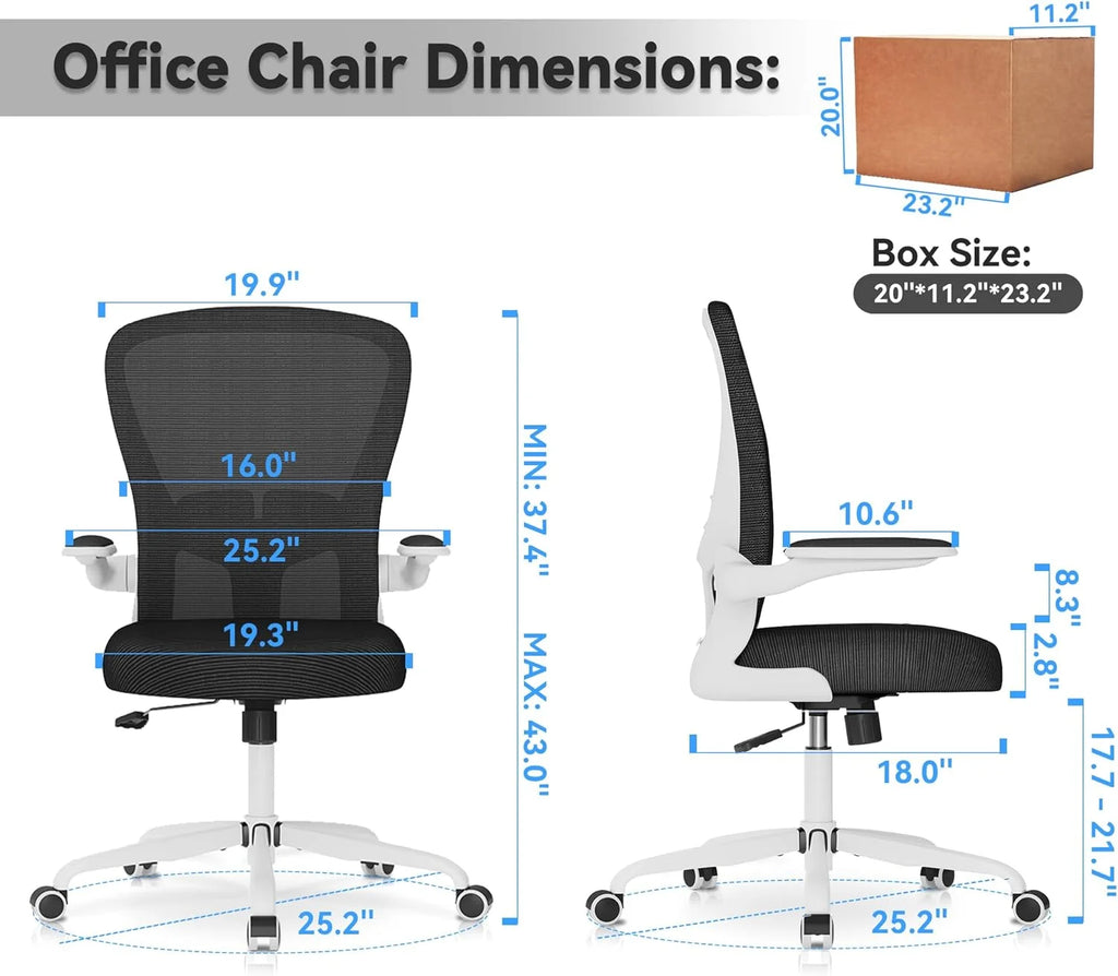 White Mesh Office Chair with Flip-up Armrests G84236