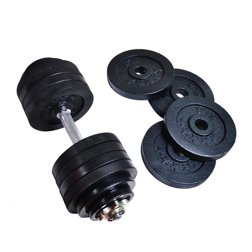 Adjustable Dumbbell Weight Set of 2 Black Cast Iron S3733