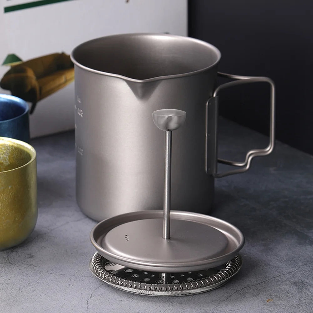 750ml Coffee Cup Mug French Press Pot with Folding Spoon Q840