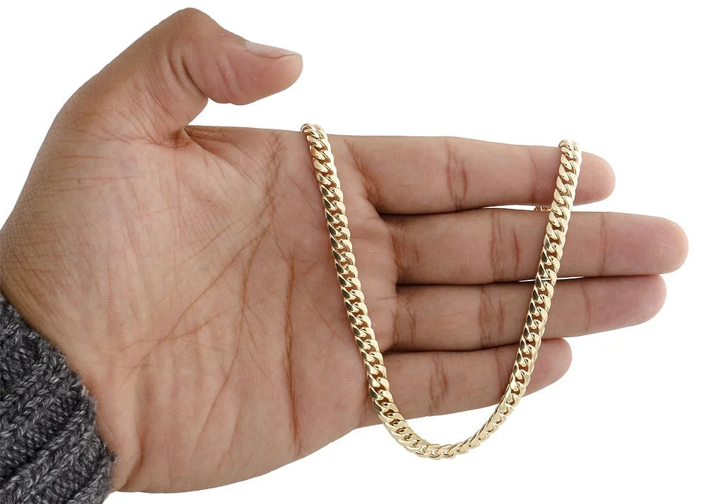 18K Yellow Gold 6mm Solid Miami Cuban Link Chain 22" Necklace N532364