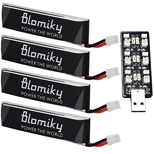 4 Pack 1S 3.8V 450mAh 80C Lipo Battery with PH2.0 Plug Q7057