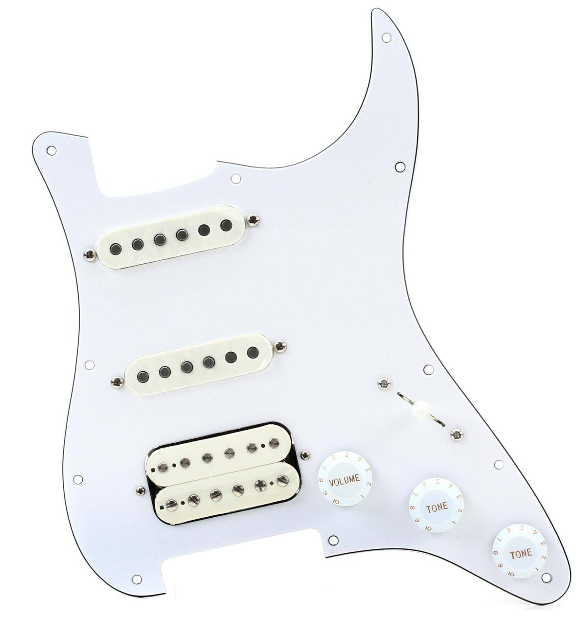 White/Parchment Pre-Wired HSS Strat Pickguard Q4162