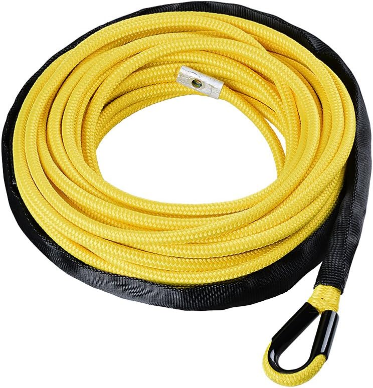 85ft x 3/8 inch Synthetic Winch Line Rope with Heat Rock Guard Z475